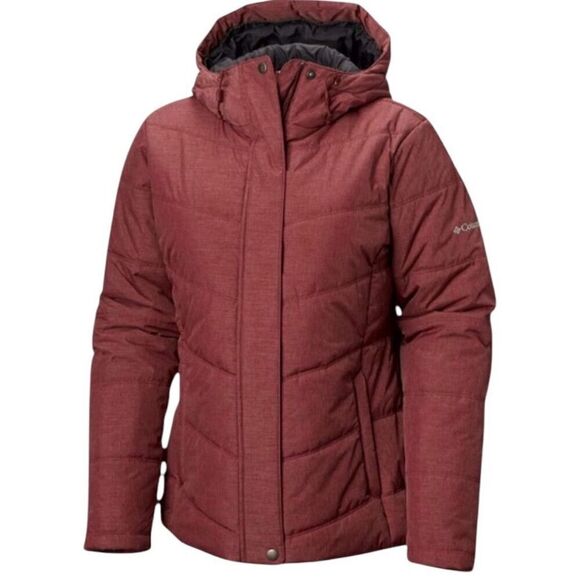 Columbia Women's Red Puffer Jacket Size M Insulated Hooded Winter‎ Coat - Picture 1 of 11